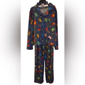 Navy Kids Pajama Set with Colorful Sports Icons